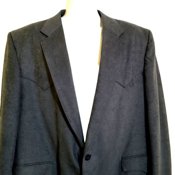 Circle S Dallas Texas Mens Blazer Sport Coat 48R Blue Micro Suede Two Button USA - Picture 3 of 15